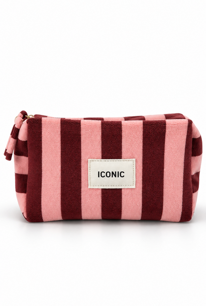 "Iconic" velvet stripped bag Burgundy / Pink