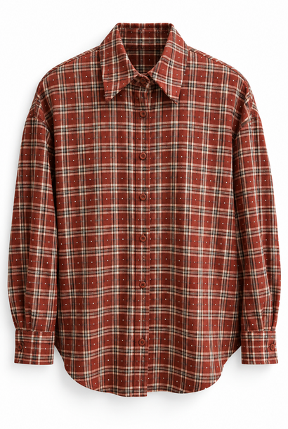 Jackson checkered shirt with strass Bordeaux