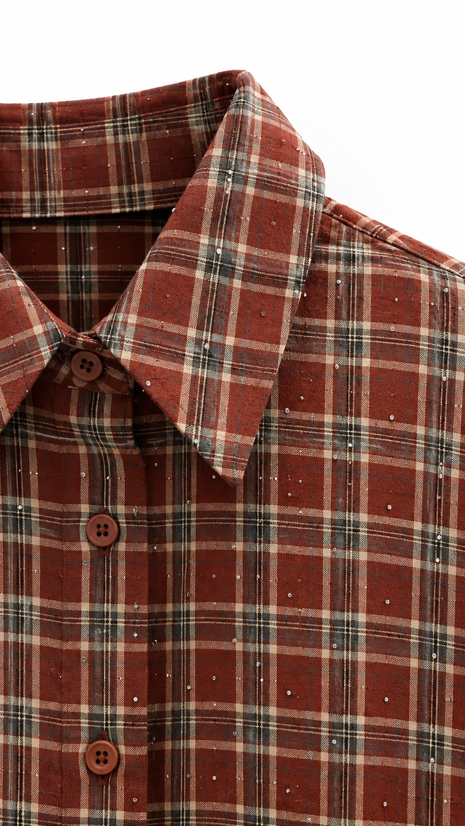 Jackson checkered shirt with strass Bordeaux-2