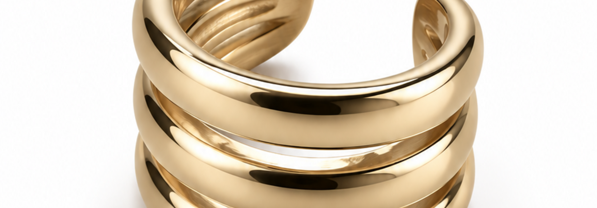 Tohr single trio bold shiny earcuff Gold