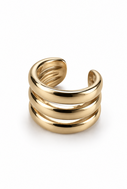 Tohr single trio bold shiny earcuff Gold