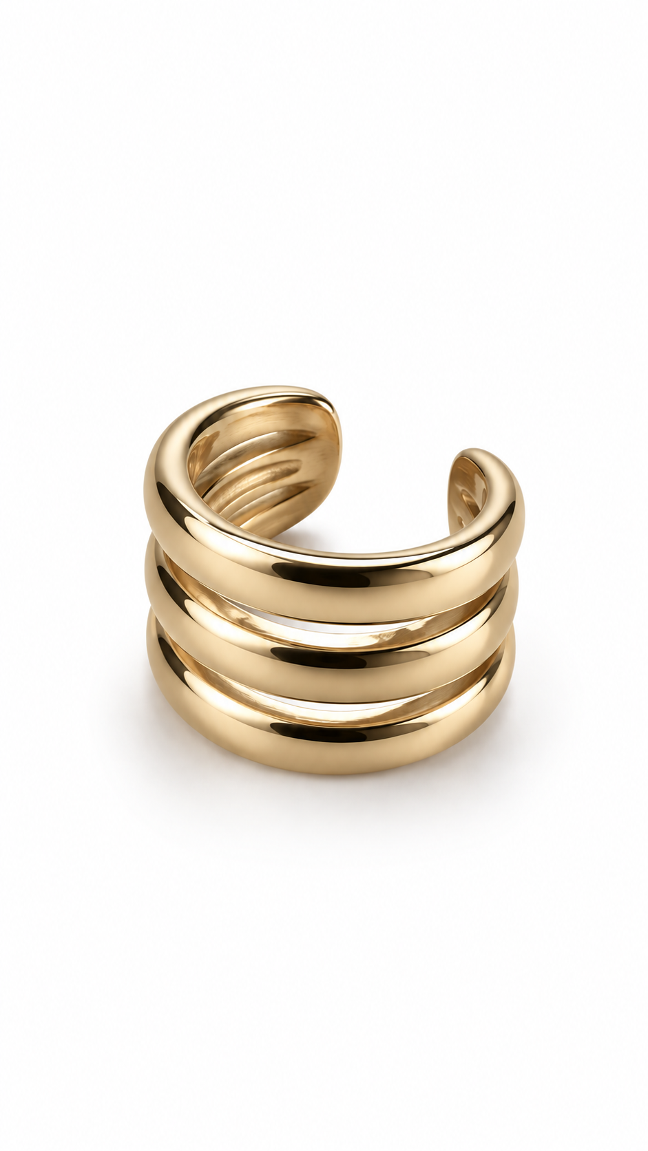 Tohr single trio bold shiny earcuff Gold-1