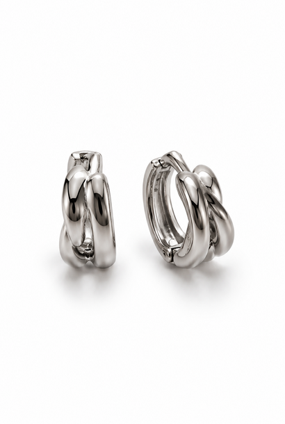 Tipno duo hoop bold & twisted Silver
