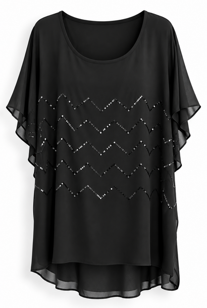 Iren loose pailette top Black