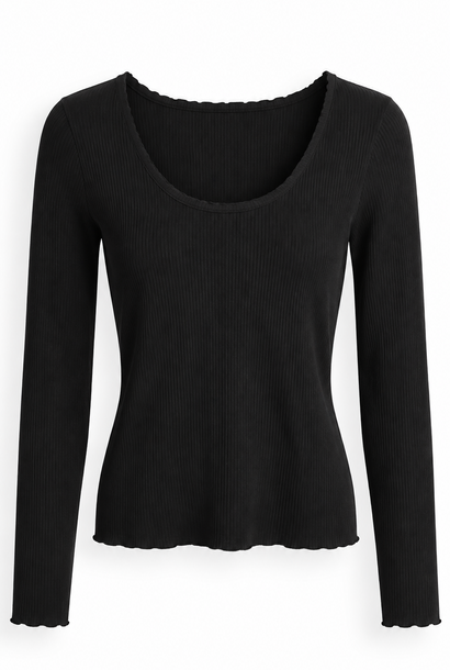 Maya rib basic longsleeve  t-shirt Black