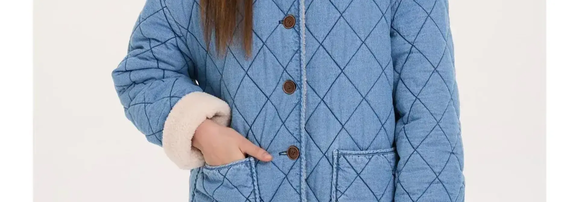 Mutti padded denim teddy jacket Blue