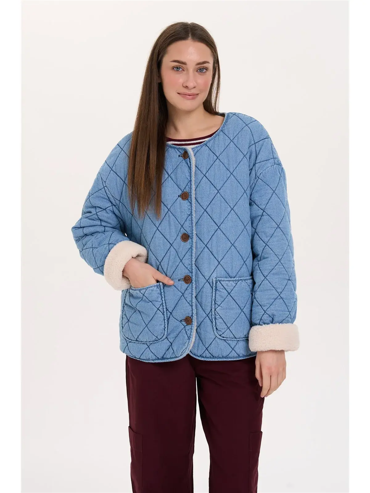 Mutti padded denim teddy jacket Blue-1