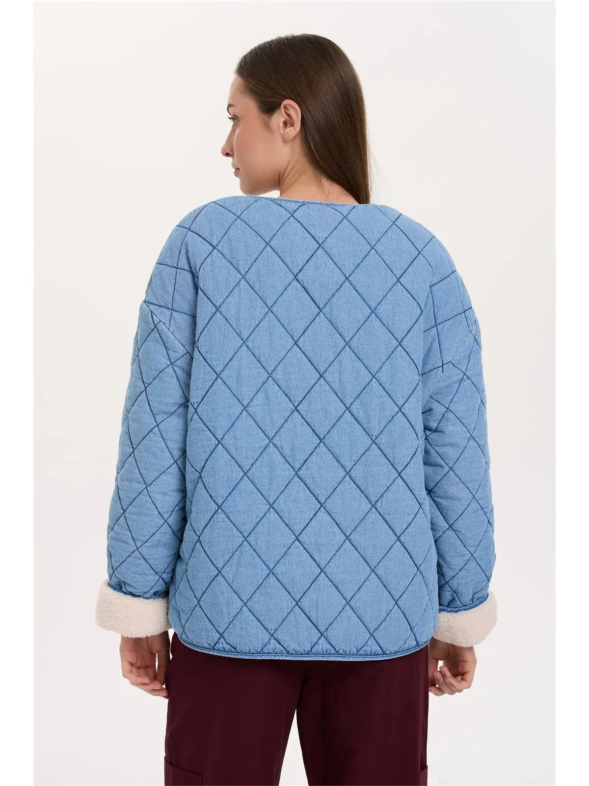Mutti padded denim teddy jacket Blue-3