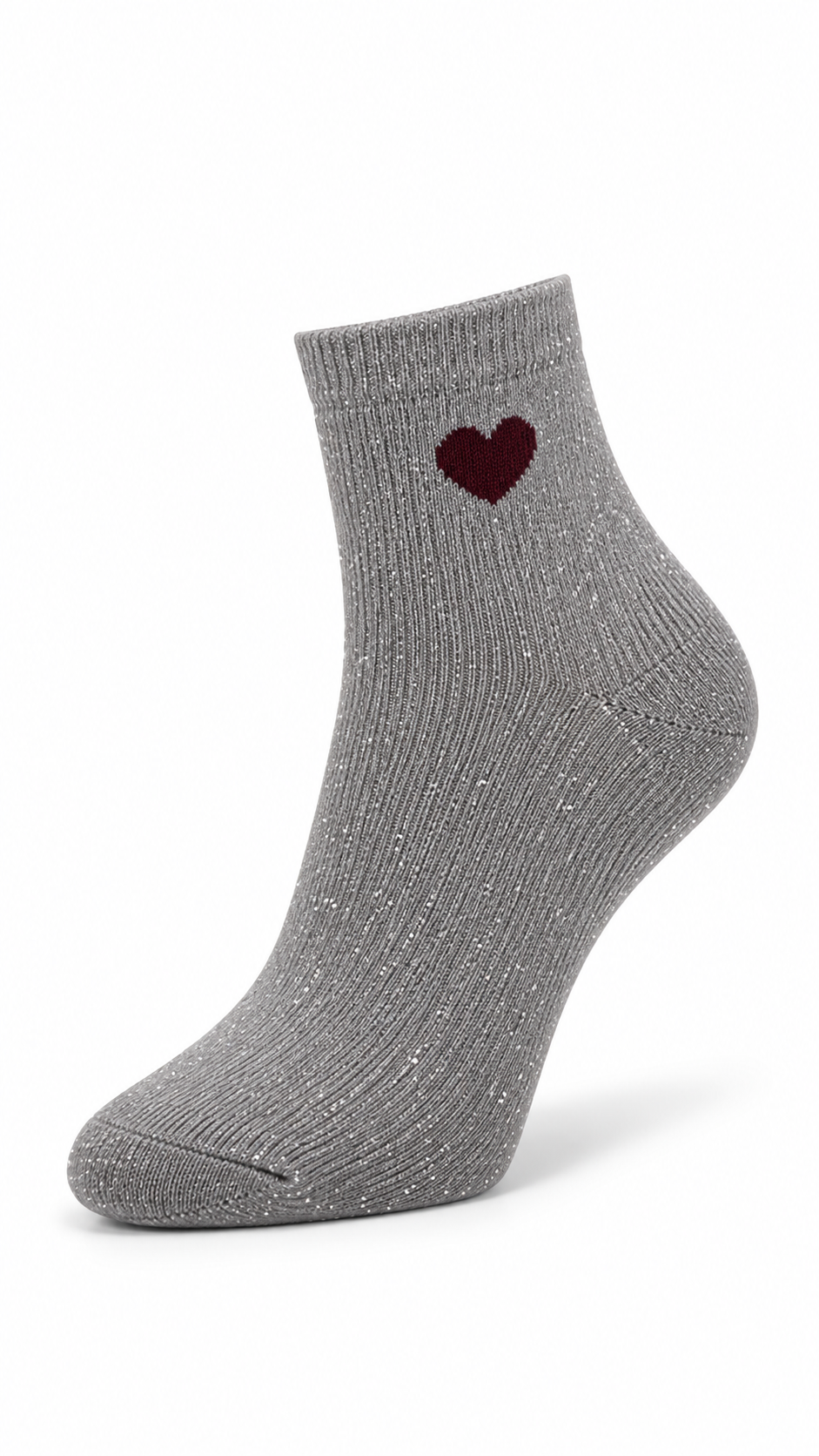 "Heart" sparkle socks Grey-1