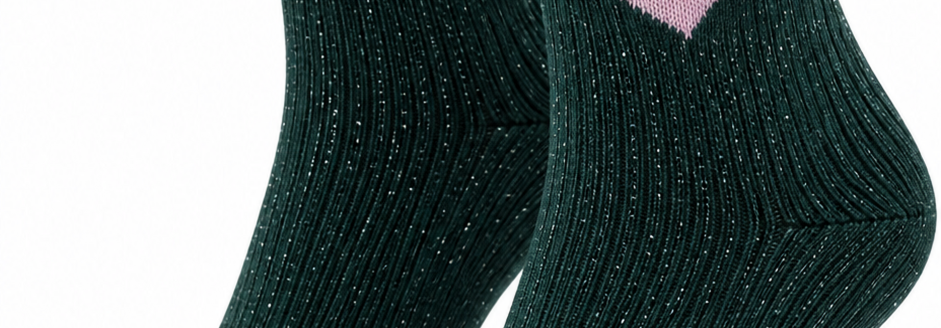 "Heart" sparkle socks Pine Green