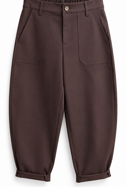 Peggy stretch fine canvas balloon pant Choco Brown