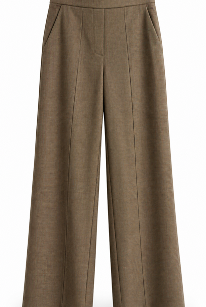 Parconi fine check wide pant Olive / Burgundy