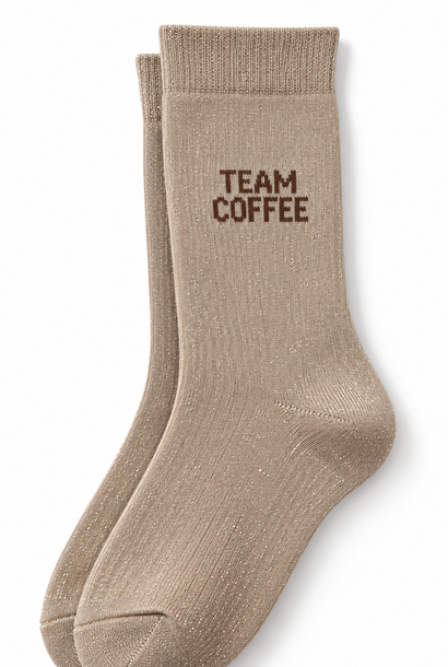 'Team Ccoffee' sparkle socks Beige