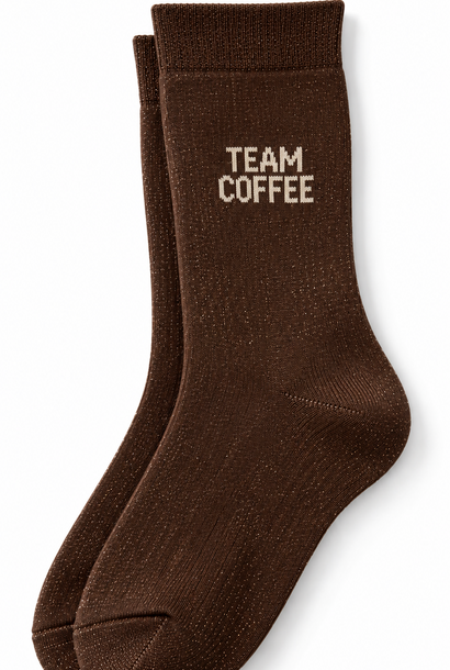'Team Ccoffee' sparkle socks Dark Brown