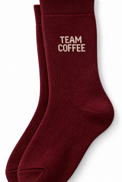 'Team Ccoffee' sparkle socks Burgundy
