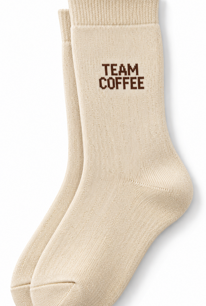 'Team Ccoffee' sparkle socks Creme