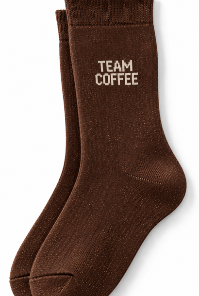 'Team Ccoffee' sparkle socks Marron Brown