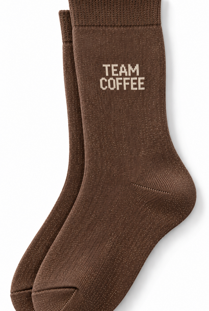 'Team Ccoffee' sparkle socks Moka Brown