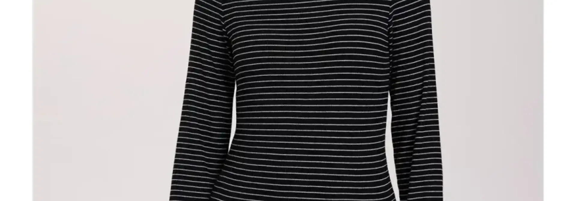 Inga fine rib viscose l/s t-shirt stripped Black