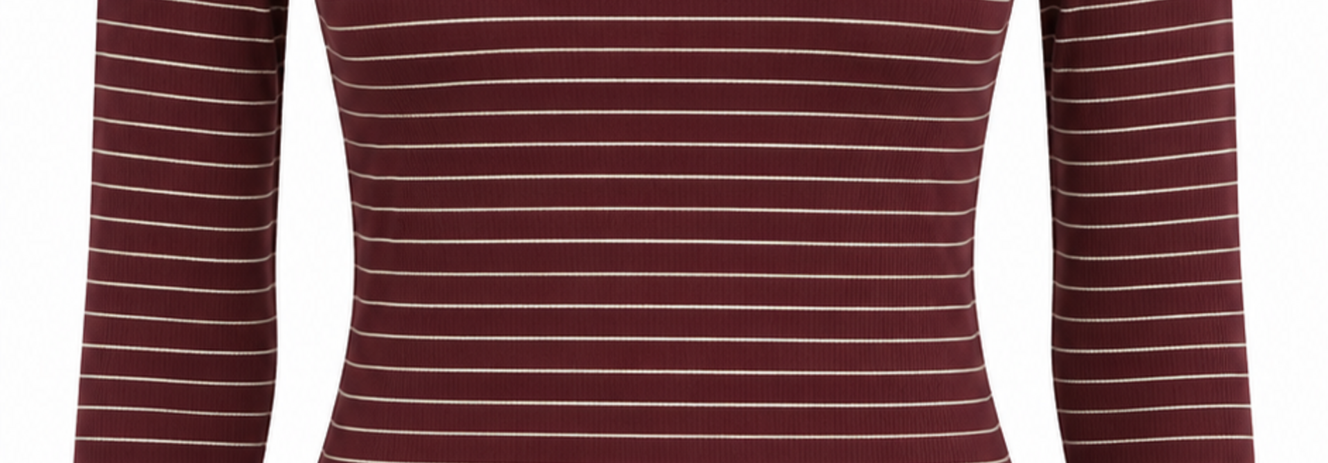 Inga fine rib viscose l/s t-shirt stripped Bordeaux