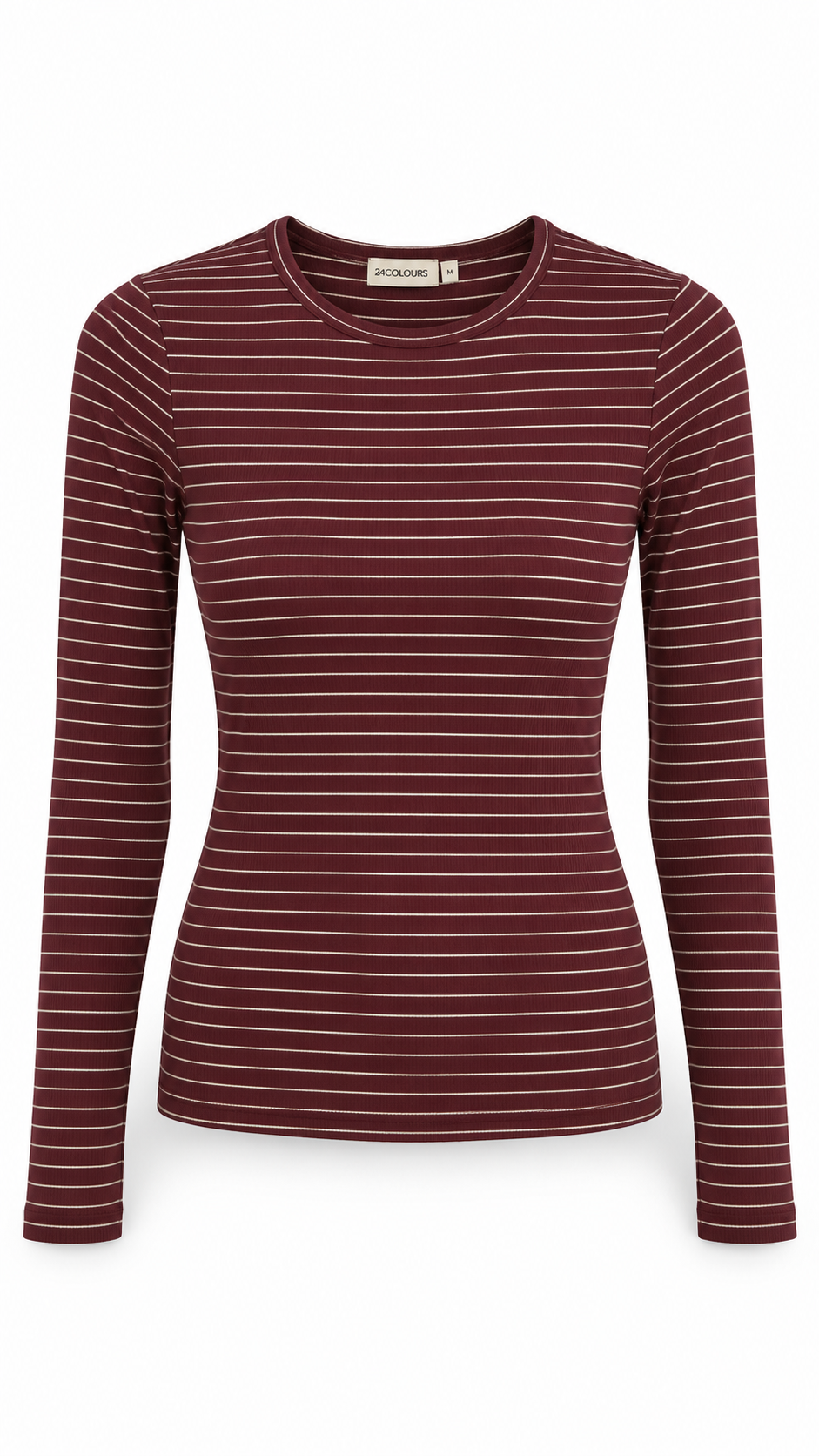 Inga fine rib viscose l/s t-shirt stripped Bordeaux-1