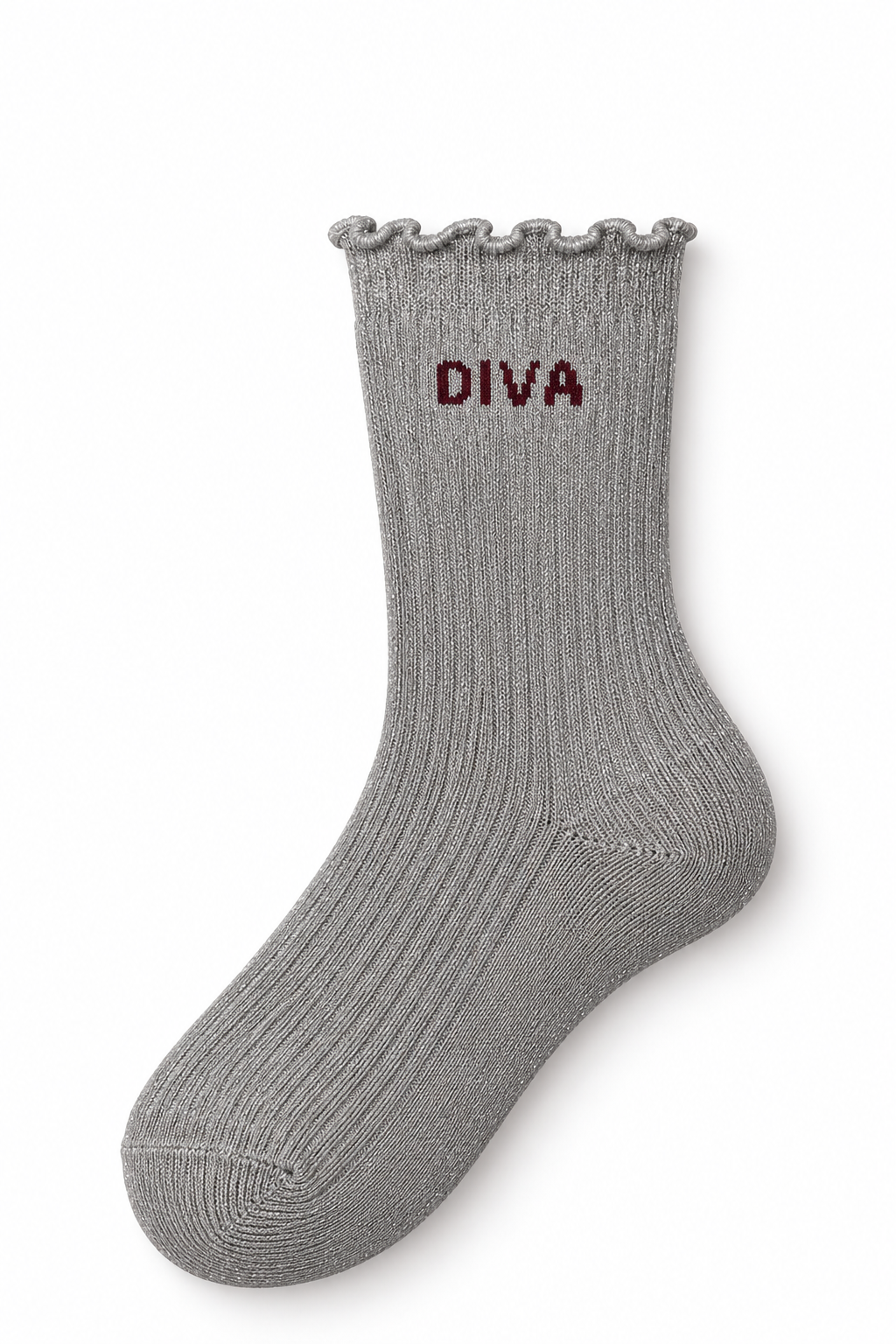 "Diva" sparkle socks with ruffled hem Silver Grey-2