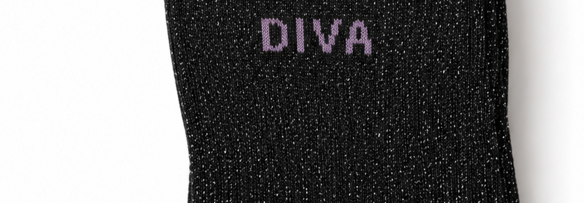 "Diva" sparkle socks with ruffled hem Black
