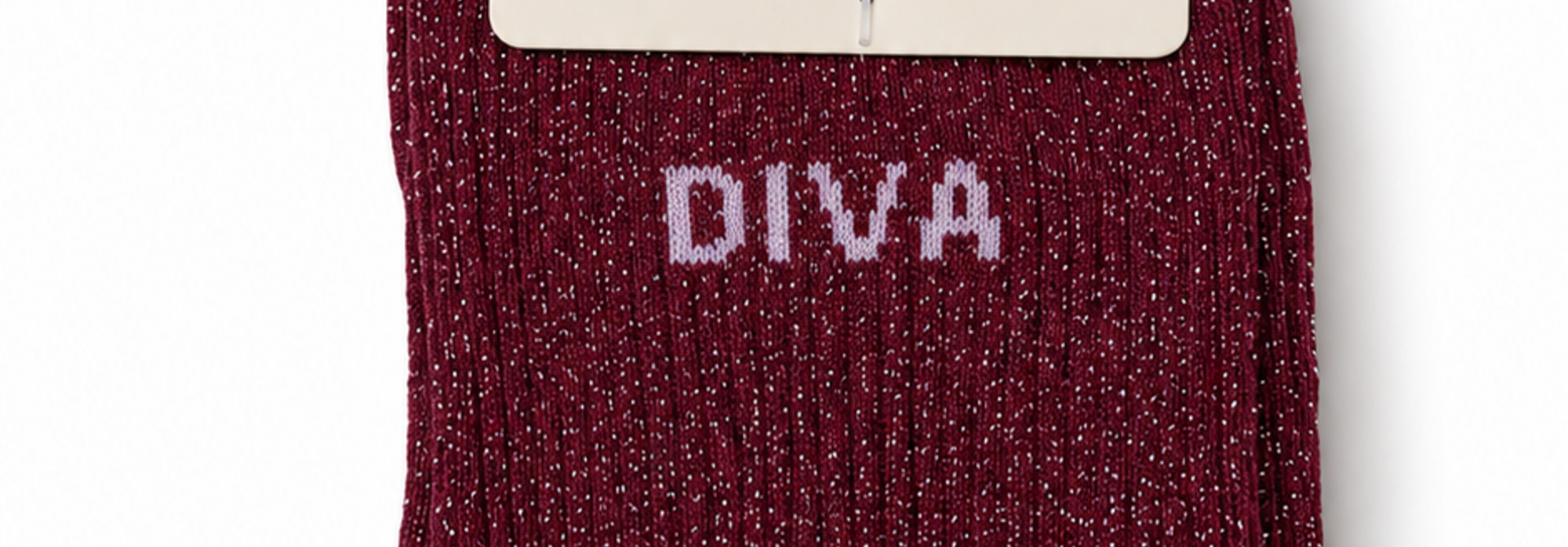 "Diva" sparkle socks with ruffled hem Bordeaux