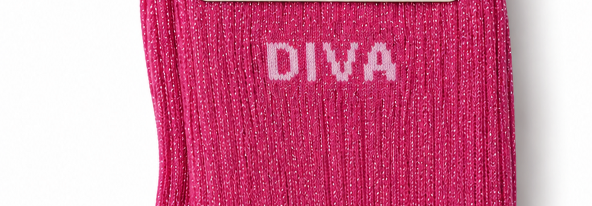 "Diva" sparkle socks with ruffled hem Fushia Pink