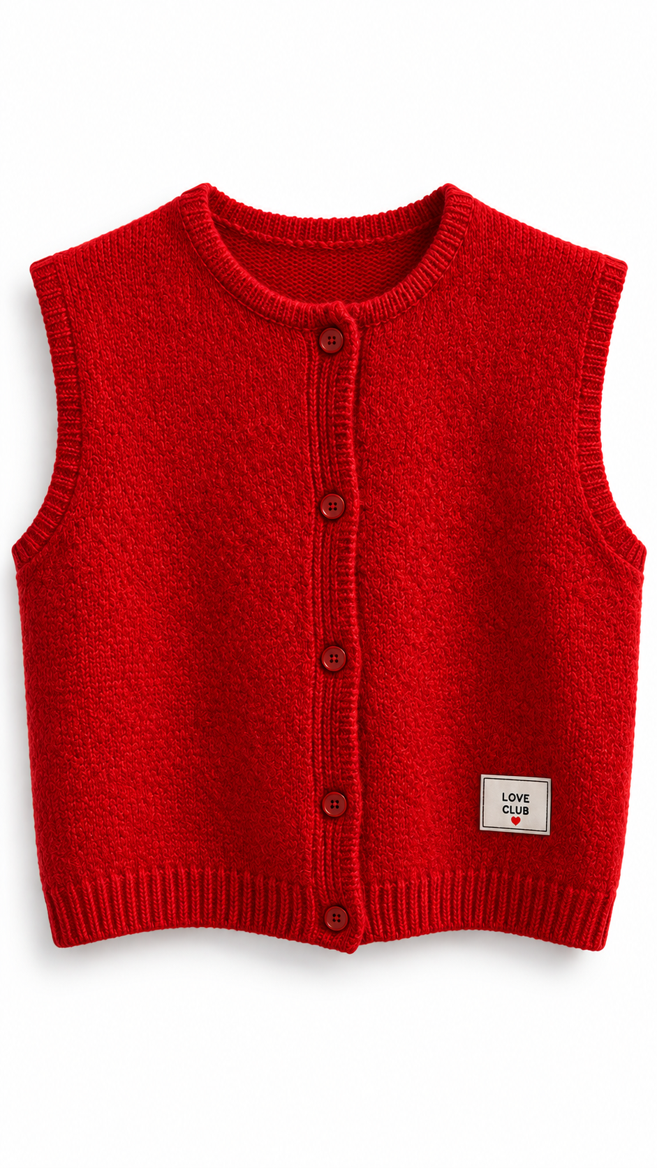 "Love Club" knit cardigan debardeur Red-1