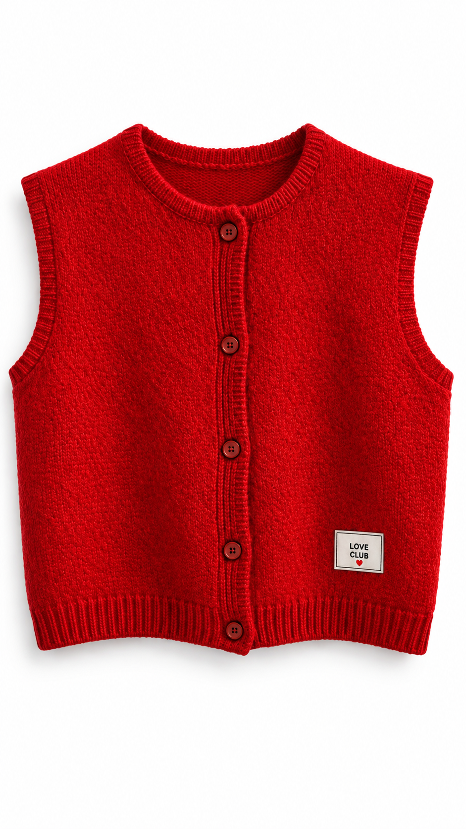 "Love Club" knit cardigan debardeur Red-2