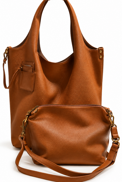 Roxanne zip shopper bag Camel Brown
