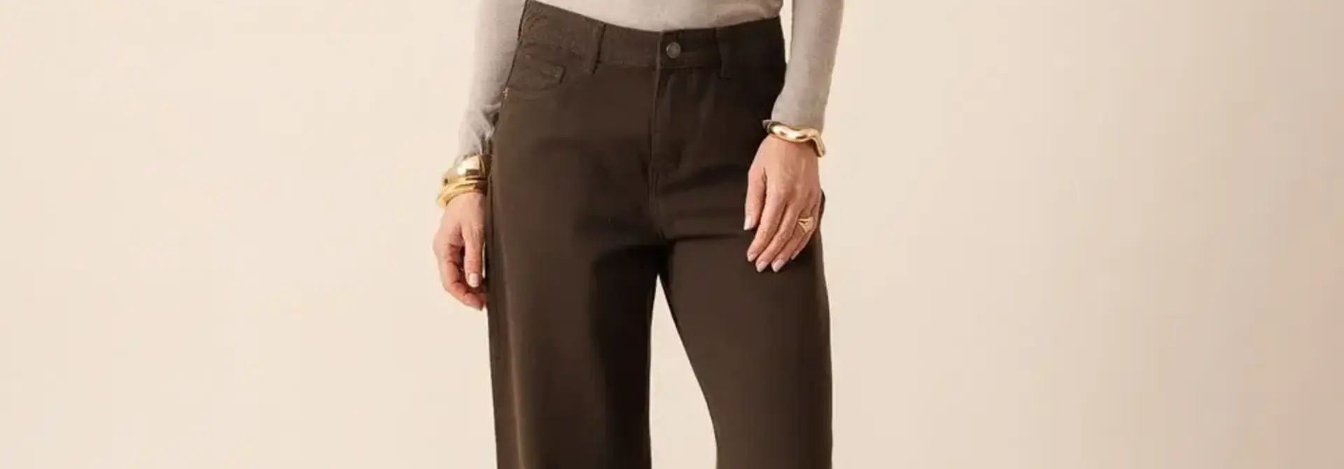 Bony mid waist barrel denim Brown