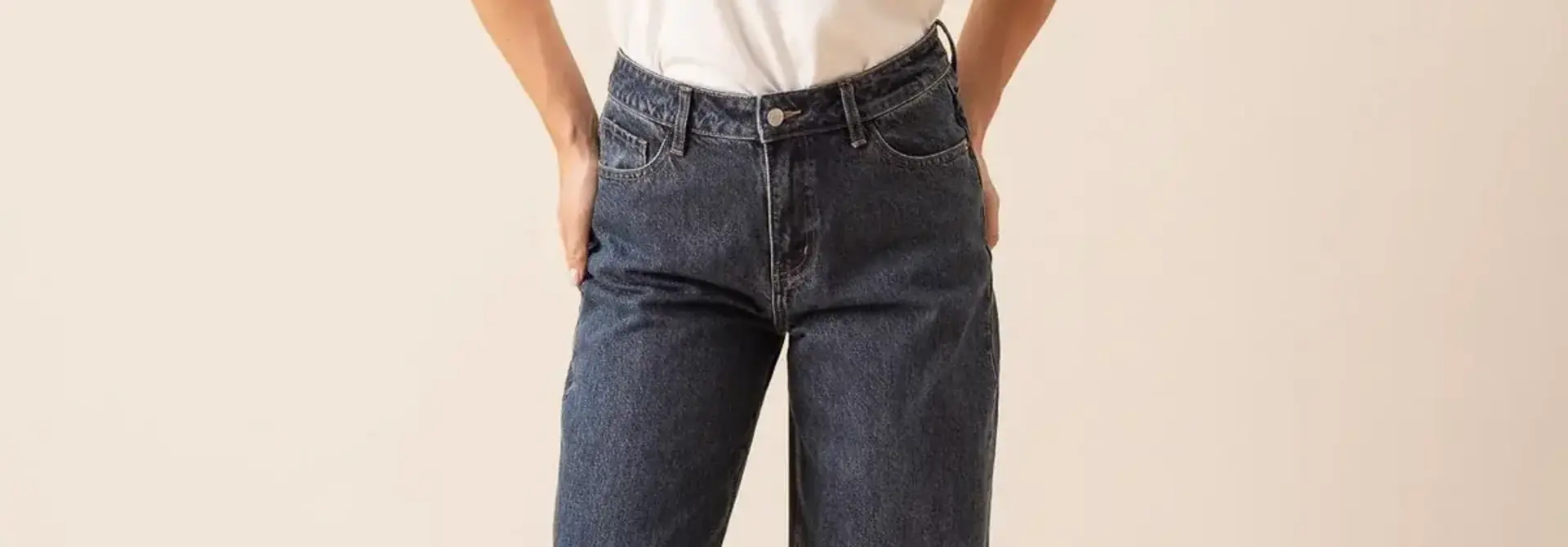 Bony mid waist barrel denim Dark Stone