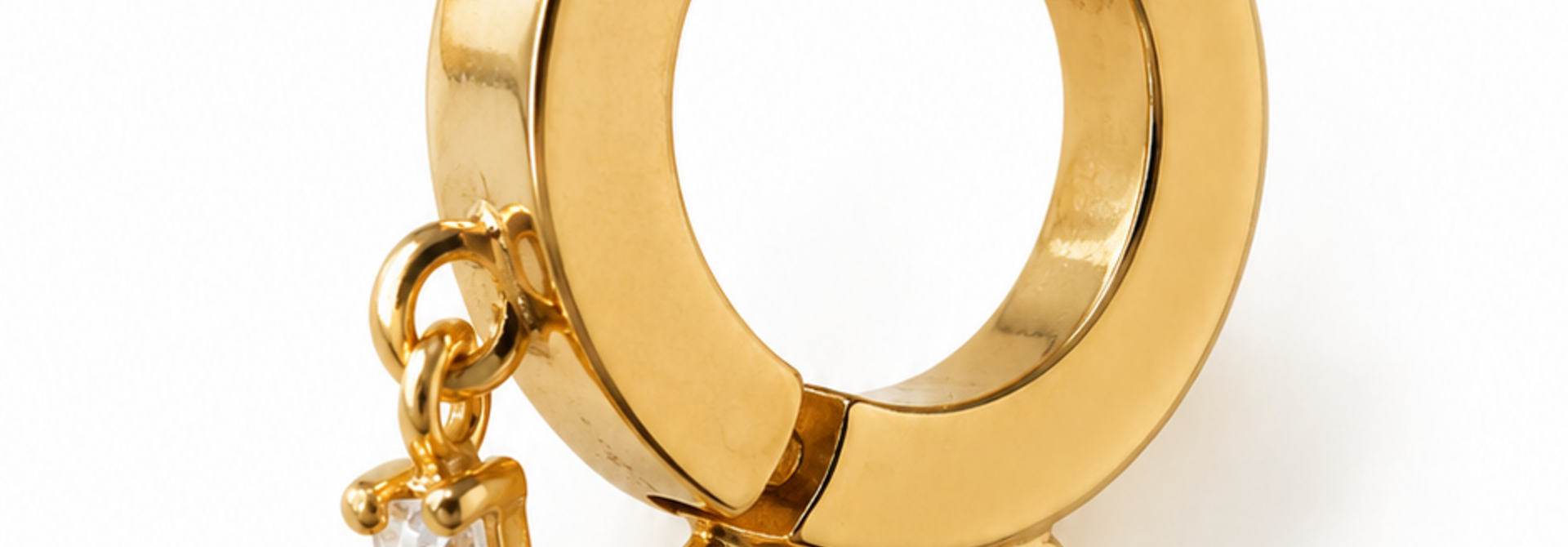 Lio squared strass single earring cuff Gold
