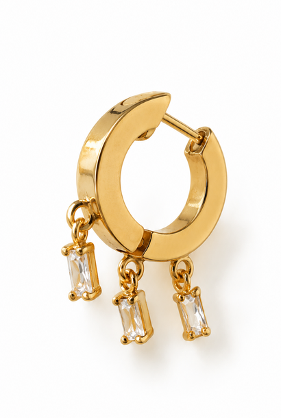 Lio squared strass single earring cuff Gold