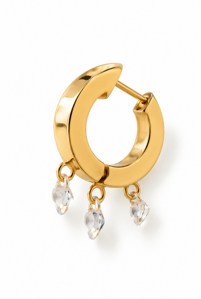 Celia trio diamond single hoop earring cuff Gold