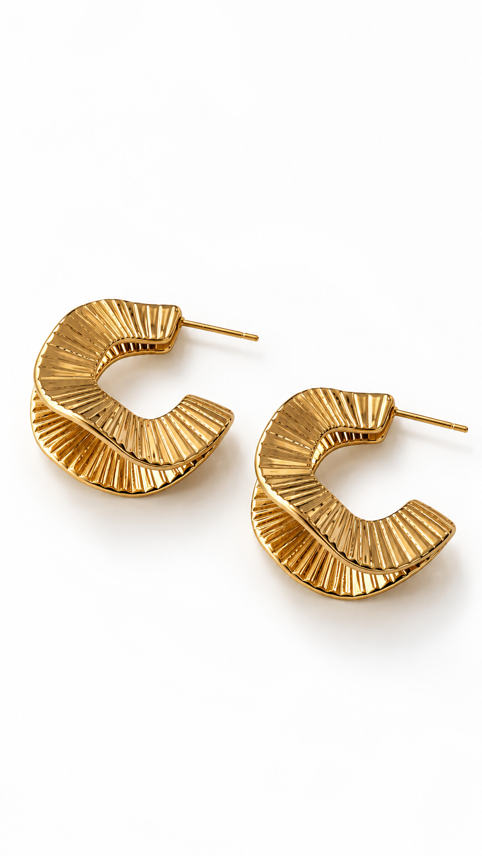 Bjork waved structured statement hoops Gold-1