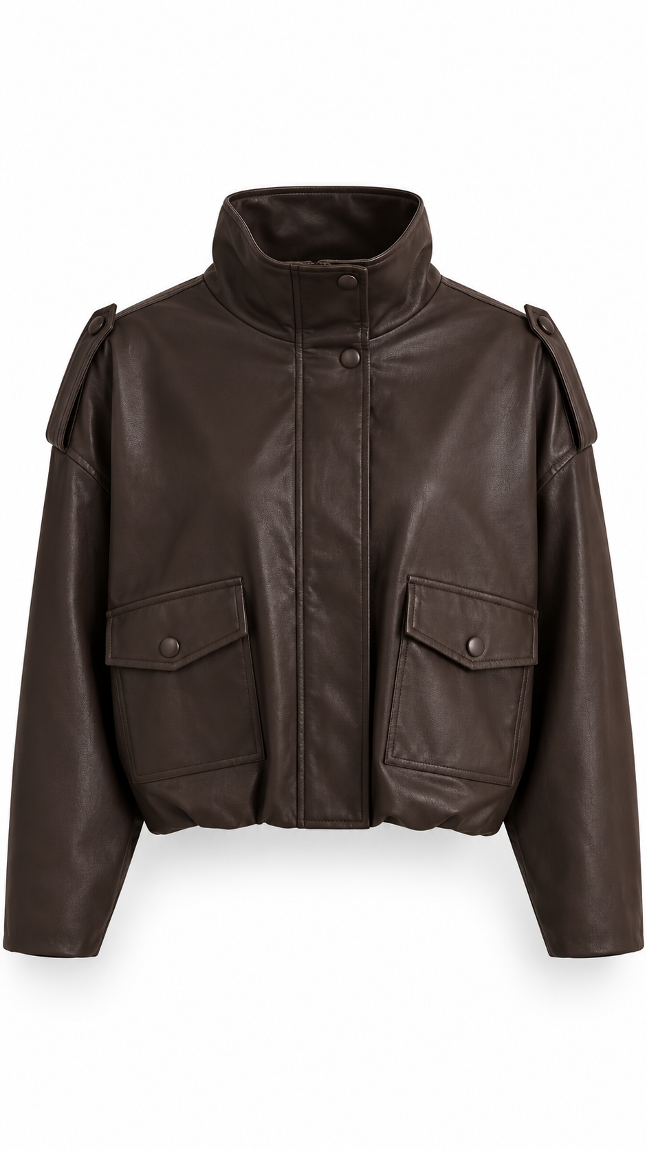 Chebbi fine leather tunelneck batsleeve bomber jacket Brown-1