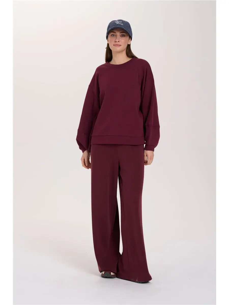 Bobiny modal satin touch stretch jogging pant Bordeaux-1