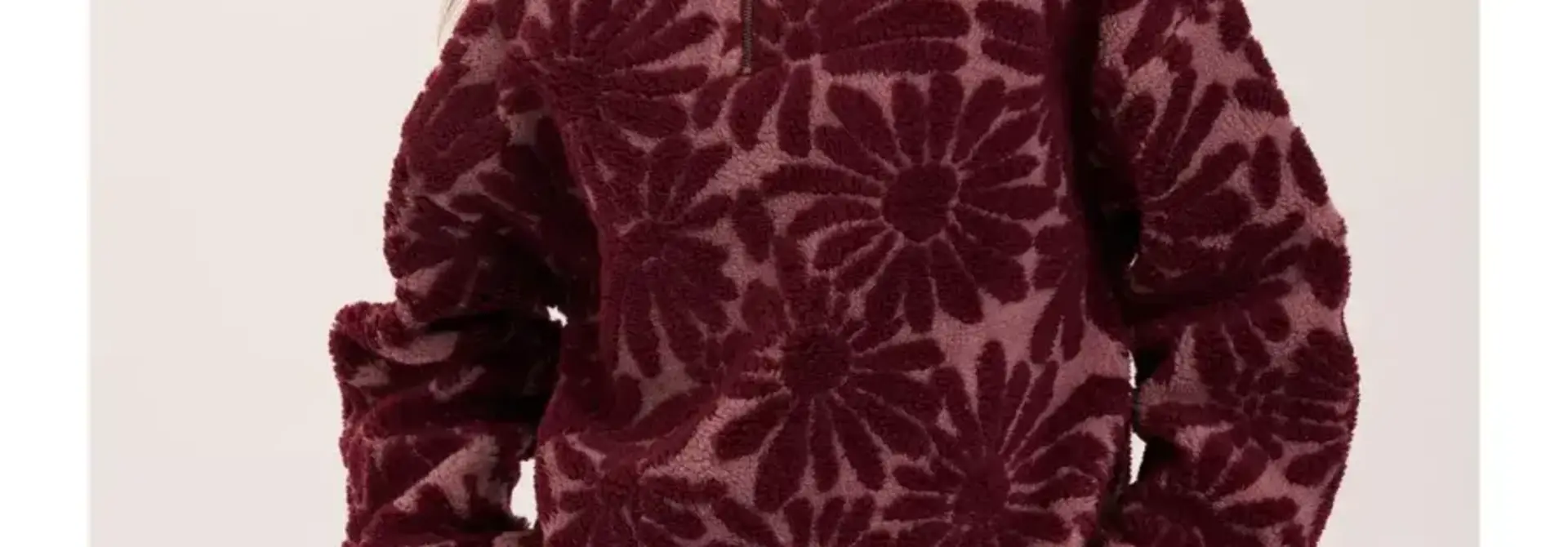 Toko structured flower fleece sweater Bordeaux