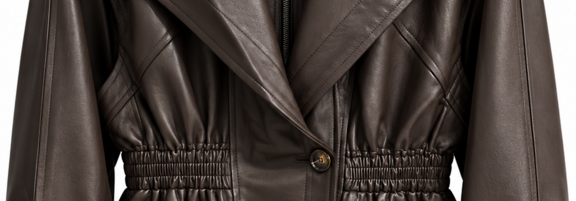 Lorenza centered tunnelneck leather jacket Coffee Brown