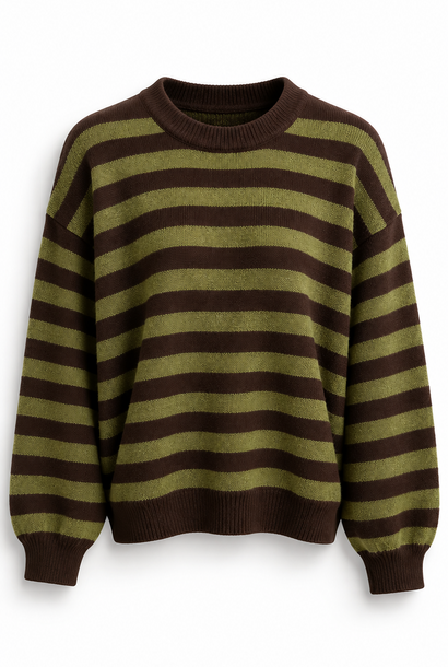 Matti soft stripped knit Brown / Olive Green