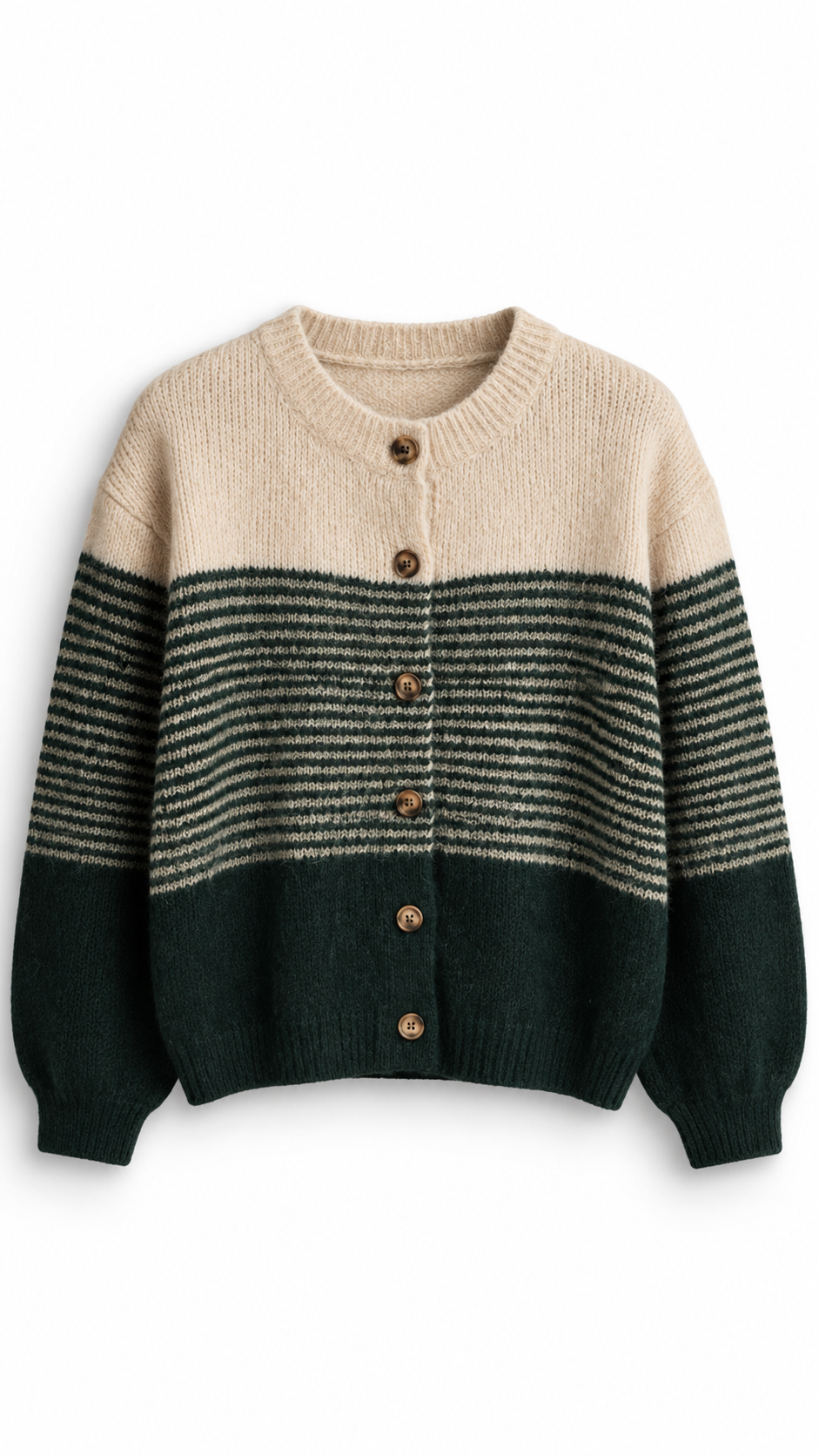 Fara oversized stripped cardigan Pine Green-1