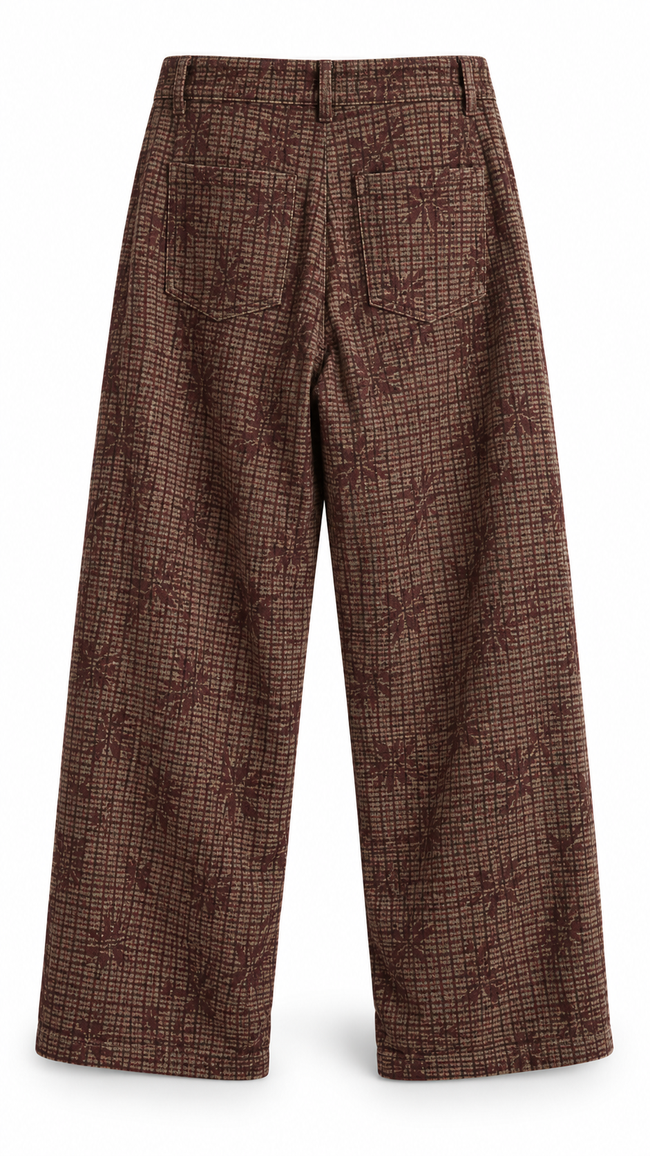 Pantin checkered wide ballon pant with broderie detail Bordeaux-2