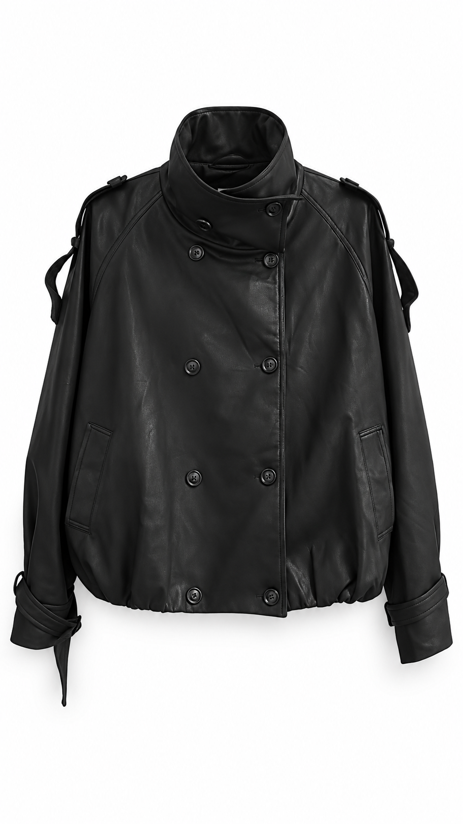 Dagma fine leather tunelneck bomber jacket Black-1