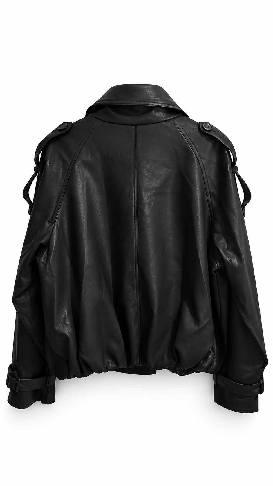 Dagma fine leather tunelneck bomber jacket Black-2