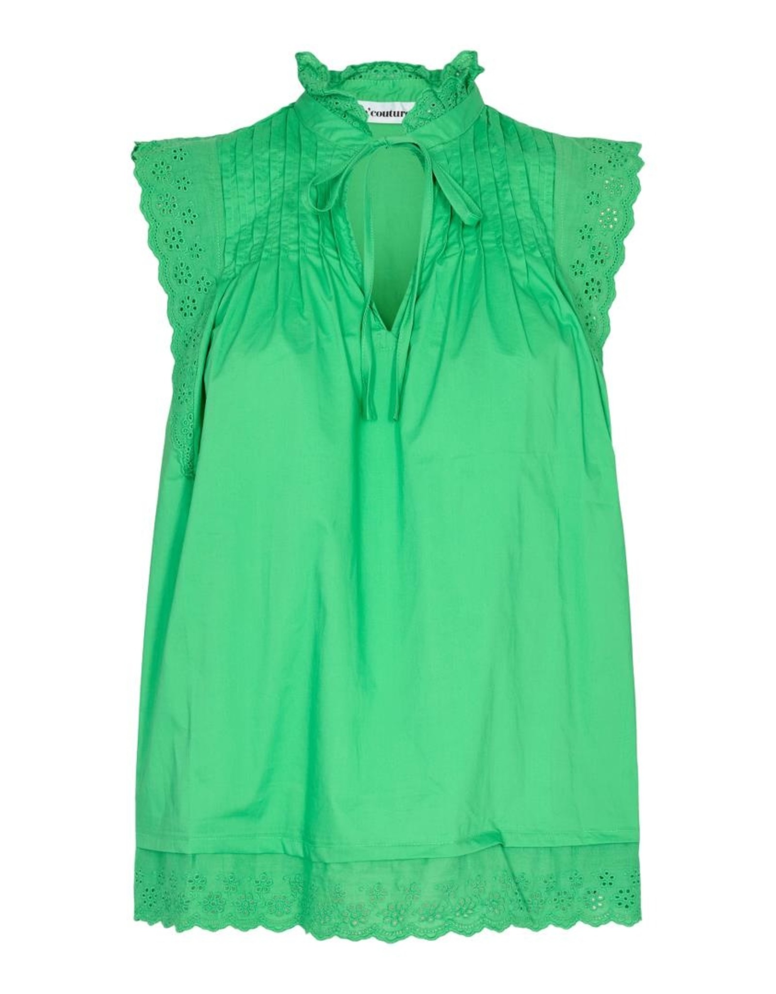 Co'Couture Prima Pintuck Top Vibrant Green