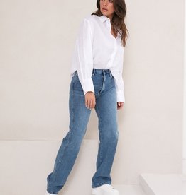 Homage Diana Stretchy Wide Leg Jeans Mid Blue Wash