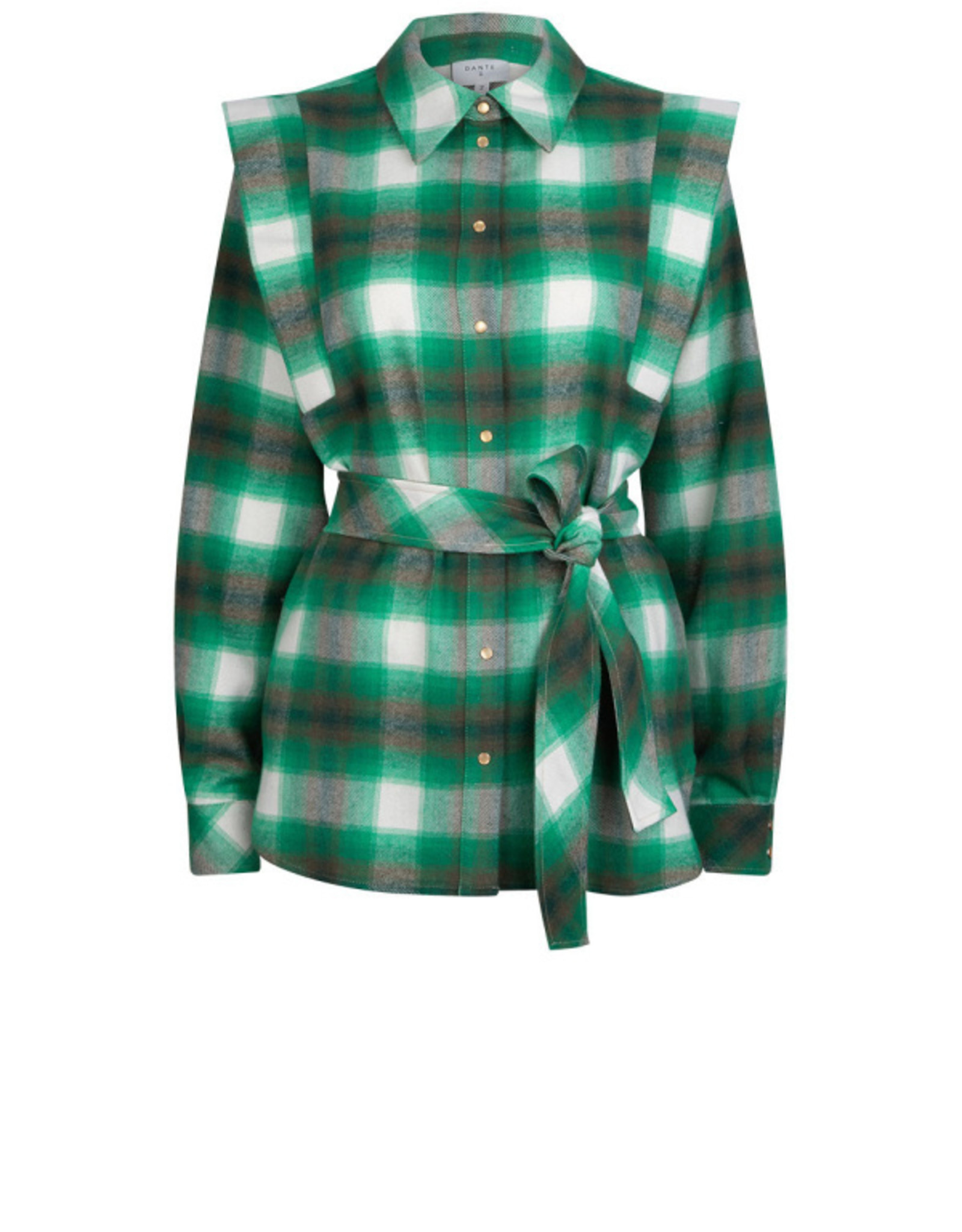 Dante 6 Rosy Belted Check Shirt Basil Green